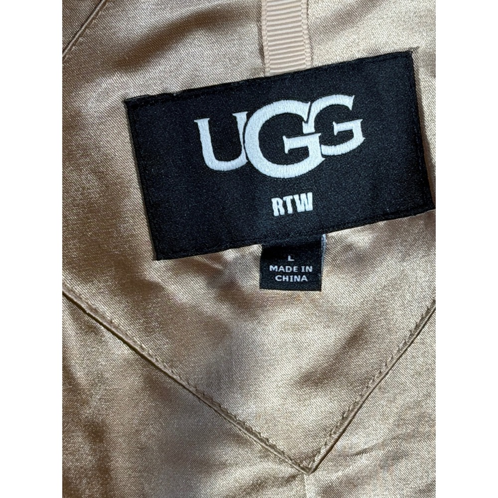UGG Sherpa Trucker Jacket Womens Large Tan Excellent Faux Fur Coat 1113951 - Picture 2 of 9